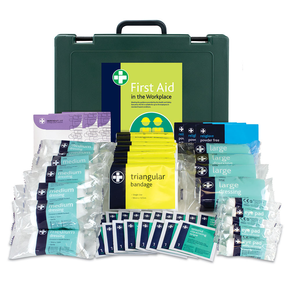 HSE 50 Person Workplace Kit in Green Cambridge Box 28.cmH x 34.5cmWx10