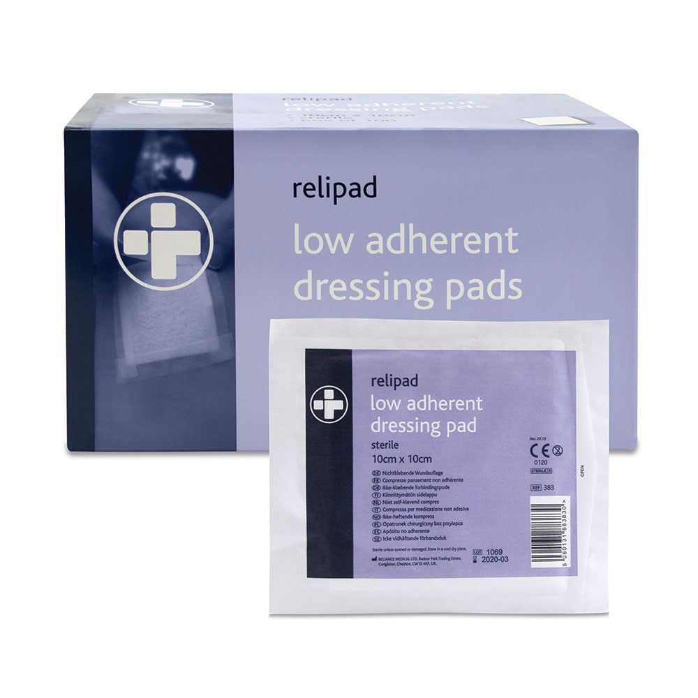 Relipad Low Adherent Dressing pad 10cm x 10cm Box of 100