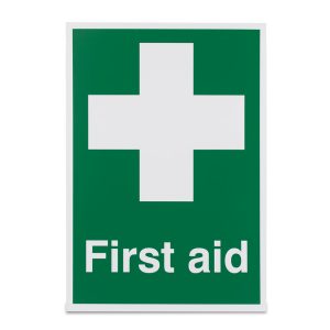 White Cross First Aid Sign Vinyl 297 x 210mm (A4)4750