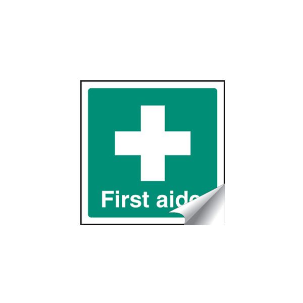 First Aider Label Sign made from self adhesive vinyl  from St. John Ambulance . 2.5 x 2.5cm