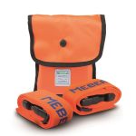 ORANGE BAG WITH 2 PLASTIC BUCKLE BELTS AND MEBER RIBBON