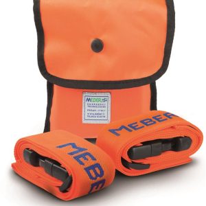 ORANGE BAG WITH 2 PLASTIC BUCKLE BELTS AND MEBER RIBBON
