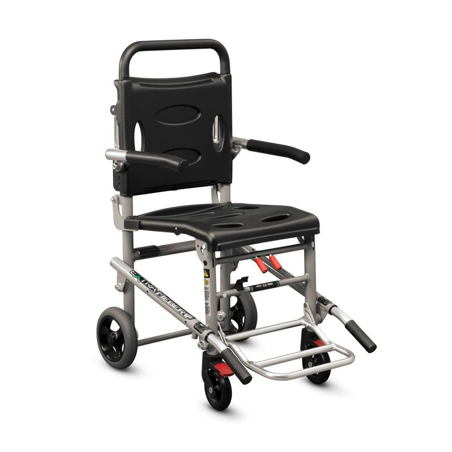 EXTRA LITE STANDARD - FOLDABLE CARRYING CHAIR WITH 4 WHEELS,FOOTREST AND ARMS EN 1865 CERTIFIED