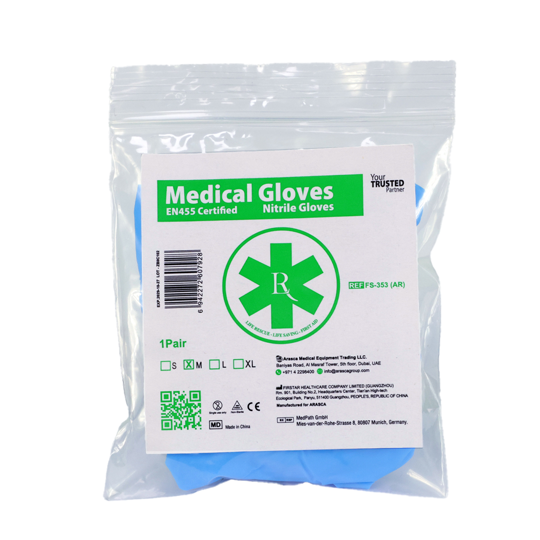 Nitrile Medical Gloves Blue Medium, 2pcs/Pair